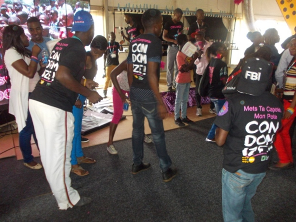 Fun with a message in the community village continued at the Jibilika stand in the Community Village.